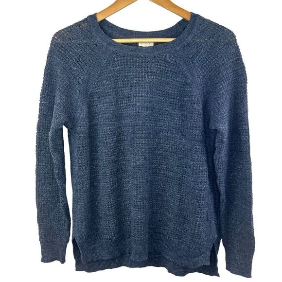 J. Crew Size Blue Linen Blend Knit Sweater Size S Lightweight Summer - Picture 1 of 9
